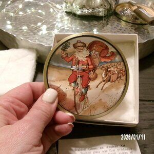 Stained Glass Ornament Smithsonian Institution Glassmasters 1991 Santa On Bike